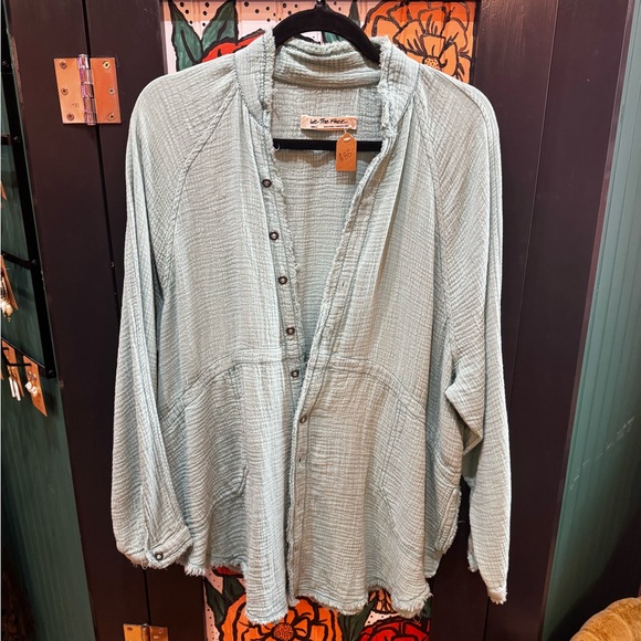 We The Free Tops - We The Free Sage Green Casual Button Down Shirt